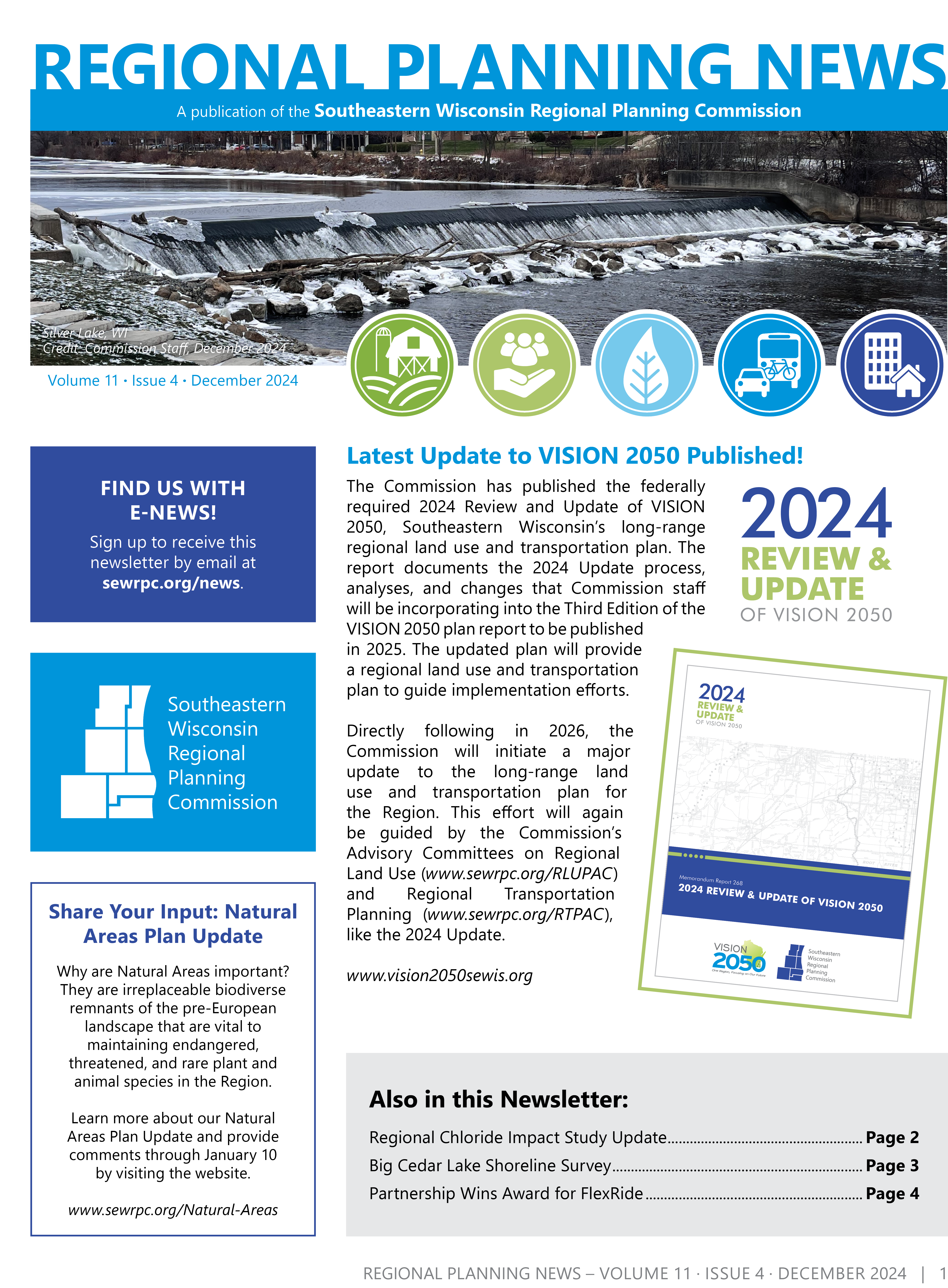 First page of Regional Planning News, the Commission's quarterly newsletter