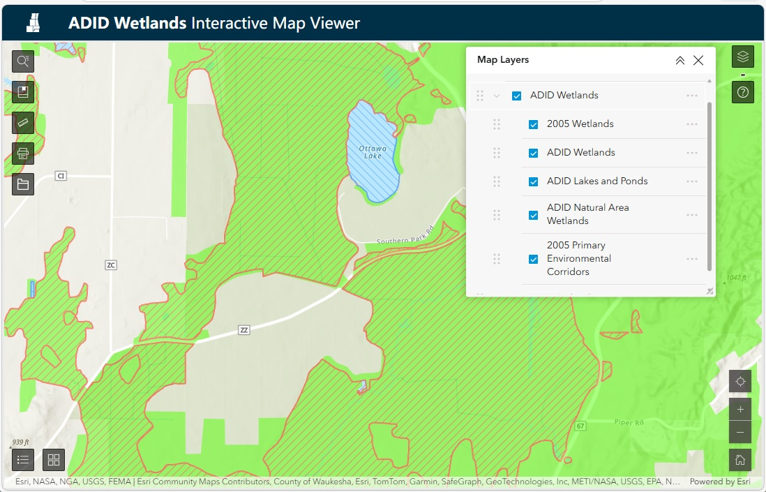 Screenshot of the ADID Wetlands Interactive Map Viewer