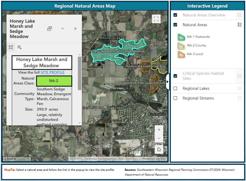 Screenshot of Natural Areas Explorer